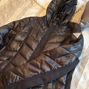 Guess Shiny Black Hooded Jacket